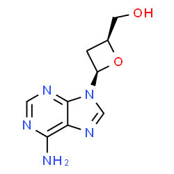 ChemSpider 2D Image | 9-((2R,4S)-4-(Hydroxymethyl)-2-oxetanyl)adenine | C9H11N5O2