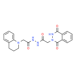 ChemSpider 2D Image | 2-(3,4-Dihydro-1(2H)-quinolinyl)-N'-[(1,4-dioxo-3,4-dihydro-2(1H)-phthalazinyl)acetyl]acetohydrazide | C21H21N5O4