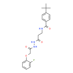 ChemSpider 2D Image | N-(3-{2-[(2-Fluorophenoxy)acetyl]hydrazino}-3-oxopropyl)-4-(2-methyl-2-propanyl)benzamide | C22H26FN3O4