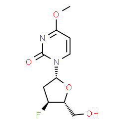 ChemSpider 2D Image | 1-(2,3-Dideoxy-3-fluoro-beta-D-erythro-pentofuranosyl)-4-methoxy-2(1H)-pyrimidinone | C10H13FN2O4