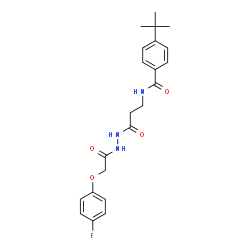 ChemSpider 2D Image | N-(3-{2-[(4-Fluorophenoxy)acetyl]hydrazino}-3-oxopropyl)-4-(2-methyl-2-propanyl)benzamide | C22H26FN3O4