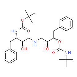 ChemSpider 2D Image | 2-Methyl-2-propanyl [(2S,3R)-3-hydroxy-4-{[(2R,3S)-2-hydroxy-3-{[(2-methyl-2-propanyl)carbamoyl]oxy}-4-phenylbutyl]amino}-1-phenyl-2-butanyl]carbamate | C30H45N3O6