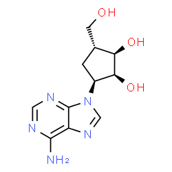 ChemSpider 2D Image | (1R,2S,3S,5R)-3-(6-Amino-9H-purin-9-yl)-5-(hydroxymethyl)-1,2-cyclopentanediol | C11H15N5O3