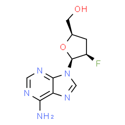 ChemSpider 2D Image | 9-(2,3-Dideoxy-2-fluoro-beta-L-threo-pentofuranosyl)adenine | C10H12FN5O2