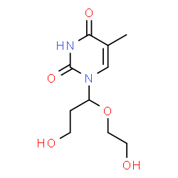 ChemSpider 2D Image | (R,S)-1-(1-(2-Hydroxyethoxy)-3-hydroxypropyl)thymine | C10H16N2O5
