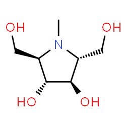 ChemSpider 2D Image | (2R,3R,4R,5R)-2,5-Bis(hydroxymethyl)-1-methyl-3,4-pyrrolidinediol | C7H15NO4