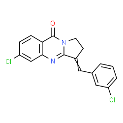 ChemSpider 2D Image | 6-Chloro-3-(3-chlorobenzylidene)-2,3-dihydropyrrolo[2,1-b]quinazolin-9(1H)-one | C18H12Cl2N2O