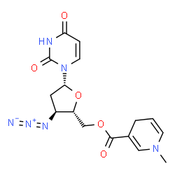 ChemSpider 2D Image | 3'-Azido-2',3'-dideoxy-5'-O-[(1-methyl-1,4-dihydro-3-pyridinyl)carbonyl]uridine | C16H18N6O5