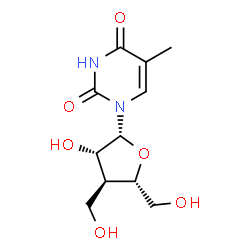 ChemSpider 2D Image | 1-[3-Deoxy-3-(hydroxymethyl)-beta-D-arabinofuranosyl]-5-methyl-2,4(1H,3H)-pyrimidinedione | C11H16N2O6