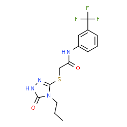 ChemSpider 2D Image | 2-[(5-Oxo-4-propyl-4,5-dihydro-1H-1,2,4-triazol-3-yl)sulfanyl]-N-[3-(trifluoromethyl)phenyl]acetamide | C14H15F3N4O2S