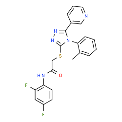 ChemSpider 2D Image | N-(2,4-Difluorophenyl)-2-{[4-(2-methylphenyl)-5-(3-pyridinyl)-4H-1,2,4-triazol-3-yl]sulfanyl}acetamide | C22H17F2N5OS