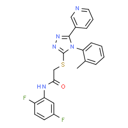 ChemSpider 2D Image | N-(2,5-Difluorophenyl)-2-{[4-(2-methylphenyl)-5-(3-pyridinyl)-4H-1,2,4-triazol-3-yl]sulfanyl}acetamide | C22H17F2N5OS