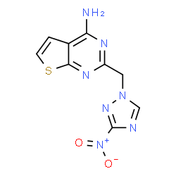 ChemSpider 2D Image | 2-[(3-Nitro-1H-1,2,4-triazol-1-yl)methyl]thieno[2,3-d]pyrimidin-4-amine | C9H7N7O2S