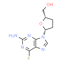 ChemSpider 2D Image | [(2S,5R)-5-(2-Amino-6-fluoro-9H-purin-9-yl)tetrahydro-2-furanyl]methanol | C10H12FN5O2