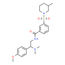 ChemSpider 2D Image | N-[2-(Dimethylamino)-2-(4-methoxyphenyl)ethyl]-3-[(3-methyl-1-piperidinyl)sulfonyl]benzamide | C24H33N3O4S