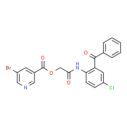 ChemSpider 2D Image | 2-[(2-Benzoyl-4-chlorophenyl)amino]-2-oxoethyl 5-bromonicotinate | C21H14BrClN2O4