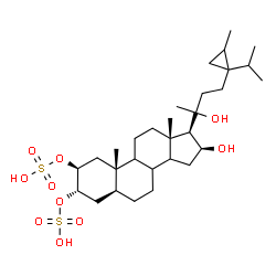 ChemSpider 2D Image | (2beta,3alpha,5alpha,8xi,9xi,14xi,16beta,24xi)-16,20-Dihydroxy-28-methyl-24,26-cyclostigmastane-2,3-diyl bis(hydrogen sulfate) | C30H52O10S2