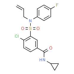ChemSpider 2D Image | 3-[Allyl(4-fluorophenyl)sulfamoyl]-4-chloro-N-cyclopropylbenzamide | C19H18ClFN2O3S