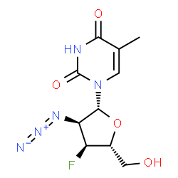 ChemSpider 2D Image | 2'-Azido-3'-deoxy-3'-fluorothymidine | C10H12FN5O4