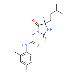 ChemSpider 2D Image | N-(4-Chloro-2-methylphenyl)-2-[4-methyl-4-(3-methylbutyl)-2,5-dioxo-1-imidazolidinyl]acetamide | C18H24ClN3O3