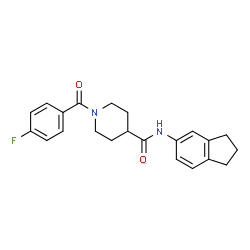 ChemSpider 2D Image | N-(2,3-Dihydro-1H-inden-5-yl)-1-(4-fluorobenzoyl)-4-piperidinecarboxamide | C22H23FN2O2