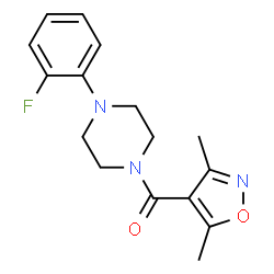 ChemSpider 2D Image | (3,5-Dimethyl-1,2-oxazol-4-yl)[4-(2-fluorphenyl)piperazin-1-yl]methanon | C16H18FN3O2