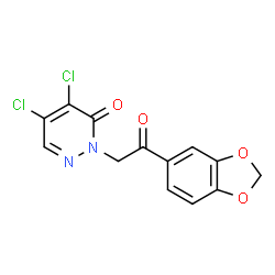 ChemSpider 2D Image | 2-[2-(1,3-Benzodioxol-5-yl)-2-oxoethyl]-4,5-dichloro-3(2H)-pyridazinone | C13H8Cl2N2O4