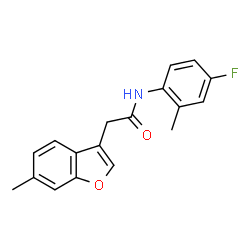 ChemSpider 2D Image | N-(4-Fluoro-2-methylphenyl)-2-(6-methyl-1-benzofuran-3-yl)acetamide | C18H16FNO2