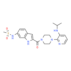 ChemSpider 2D Image | 1-((6-(Methylsulfonylamino)-2-indolyl)carbonyl)-4-(3-(isopropylamino)-2-pyridinyl)piperazine | C22H28N6O3S