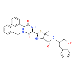 ChemSpider 2D Image | (2R,4S)-2-{(1R)-2-(Benzylamino)-2-oxo-1-[(phenylacetyl)amino]ethyl}-N-[(2S)-1-hydroxy-3-phenyl-2-propanyl]-5,5-dimethyl-1,3-thiazolidine-4-carboxamide | C32H38N4O4S