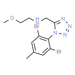 ChemSpider 2D Image | N-{[1-(2,6-Dibromo-4-methylphenyl)-1H-tetrazol-5-yl]methyl}-2-methoxyethanamine | C12H15Br2N5O