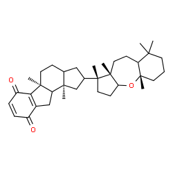 ChemSpider 2D Image | (5aS,10bR)-5a,10b-Dimethyl-2-[(1R,4aS,10aS)-1,4a,8,8,10a-pentamethyldodecahydro-1H-benzo[b]cyclopenta[f]oxepin-1-yl]-1,2,3,3a,4,5,5a,10,10a,10b-decahydrocyclopenta[a]fluorene-6,9-dione | C36H52O3