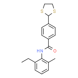 ChemSpider 2D Image | 4-(1,3-Dithiolan-2-yl)-N-(2-ethyl-6-methylphenyl)benzamide | C19H21NOS2