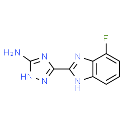 ChemSpider 2D Image | 3-(4-Fluoro-1H-benzimidazol-2-yl)-1H-1,2,4-triazol-5-amine | C9H7FN6