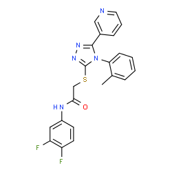 ChemSpider 2D Image | N-(3,4-Difluorophenyl)-2-{[4-(2-methylphenyl)-5-(3-pyridinyl)-4H-1,2,4-triazol-3-yl]sulfanyl}acetamide | C22H17F2N5OS