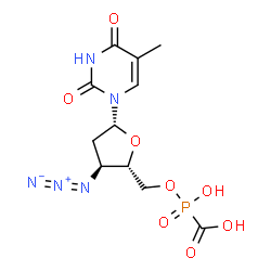 ChemSpider 2D Image | 3'-Azido-5'-O-[carboxy(hydroxy)phosphoryl]-3'-deoxythymidine | C11H14N5O8P