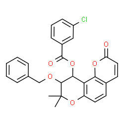 ChemSpider 2D Image | 9-(Benzyloxy)-8,8-dimethyl-2-oxo-9,10-dihydro-2H,8H-pyrano[2,3-f]chromen-10-yl 3-chlorobenzoate | C28H23ClO6