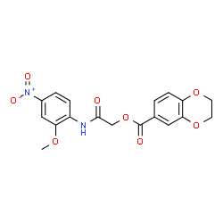 ChemSpider 2D Image | 2-[(2-Methoxy-4-nitrophenyl)amino]-2-oxoethyl 2,3-dihydro-1,4-benzodioxine-6-carboxylate | C18H16N2O8