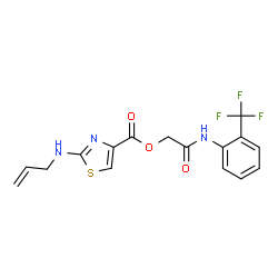 ChemSpider 2D Image | 2-Oxo-2-{[2-(trifluoromethyl)phenyl]amino}ethyl 2-(allylamino)-1,3-thiazole-4-carboxylate | C16H14F3N3O3S