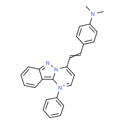 ChemSpider 2D Image | 4-{2-[4-(Dimethylamino)phenyl]vinyl}-1-phenylpyrimido[1,2-b]indazol-1-ium | C26H23N4