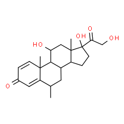 ChemSpider 2D Image | 11,17,21-Trihydroxy-6-methylpregna-1,4-diene-3,20-dione | C22H30O5