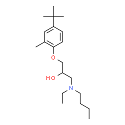 ChemSpider 2D Image | 1-[Butyl(ethyl)amino]-3-[2-methyl-4-(2-methyl-2-propanyl)phenoxy]-2-propanol | C20H35NO2