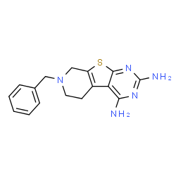 ChemSpider 2D Image | 7-Benzyl-5,6,7,8-tetrahydropyrido[4',3':4,5]thieno[2,3-d]pyrimidine-2,4-diamine | C16H17N5S