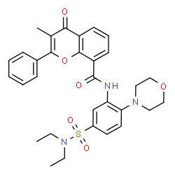 ChemSpider 2D Image | N-[5-(Diethylsulfamoyl)-2-(4-morpholinyl)phenyl]-3-methyl-4-oxo-2-phenyl-4H-chromene-8-carboxamide | C31H33N3O6S