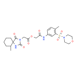 ChemSpider 2D Image | 2-{[4-Methyl-3-(4-morpholinylsulfonyl)phenyl]amino}-2-oxoethyl (6-methyl-2,4-dioxo-1,3-diazaspiro[4.5]dec-3-yl)acetate | C24H32N4O8S