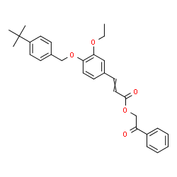 ChemSpider 2D Image | 2-Oxo-2-phenylethyl 3-(3-ethoxy-4-{[4-(2-methyl-2-propanyl)benzyl]oxy}phenyl)acrylate | C30H32O5