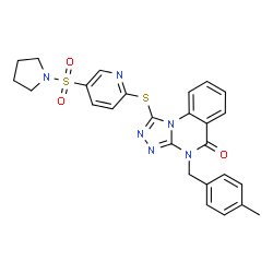 ChemSpider 2D Image | 4-(4-Methylbenzyl)-1-{[5-(1-pyrrolidinylsulfonyl)-2-pyridinyl]sulfanyl}[1,2,4]triazolo[4,3-a]quinazolin-5(4H)-one | C26H24N6O3S2