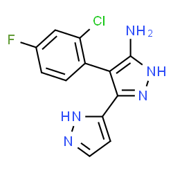ChemSpider 2D Image | 4-(2-Chloro-4-fluorophenyl)-1H,2'H-3,3'-bipyrazol-5-amine | C12H9ClFN5