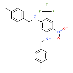ChemSpider 2D Image | N,N'-Bis(4-methylbenzyl)-4-nitro-6-(trifluoromethyl)-1,3-benzenediamine | C23H22F3N3O2
