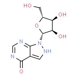 ChemSpider 2D Image | 1-.beta.-D-ribofuranosylpyrazolo[3,4-d]pyrimidine-4-one | C10H12N4O5